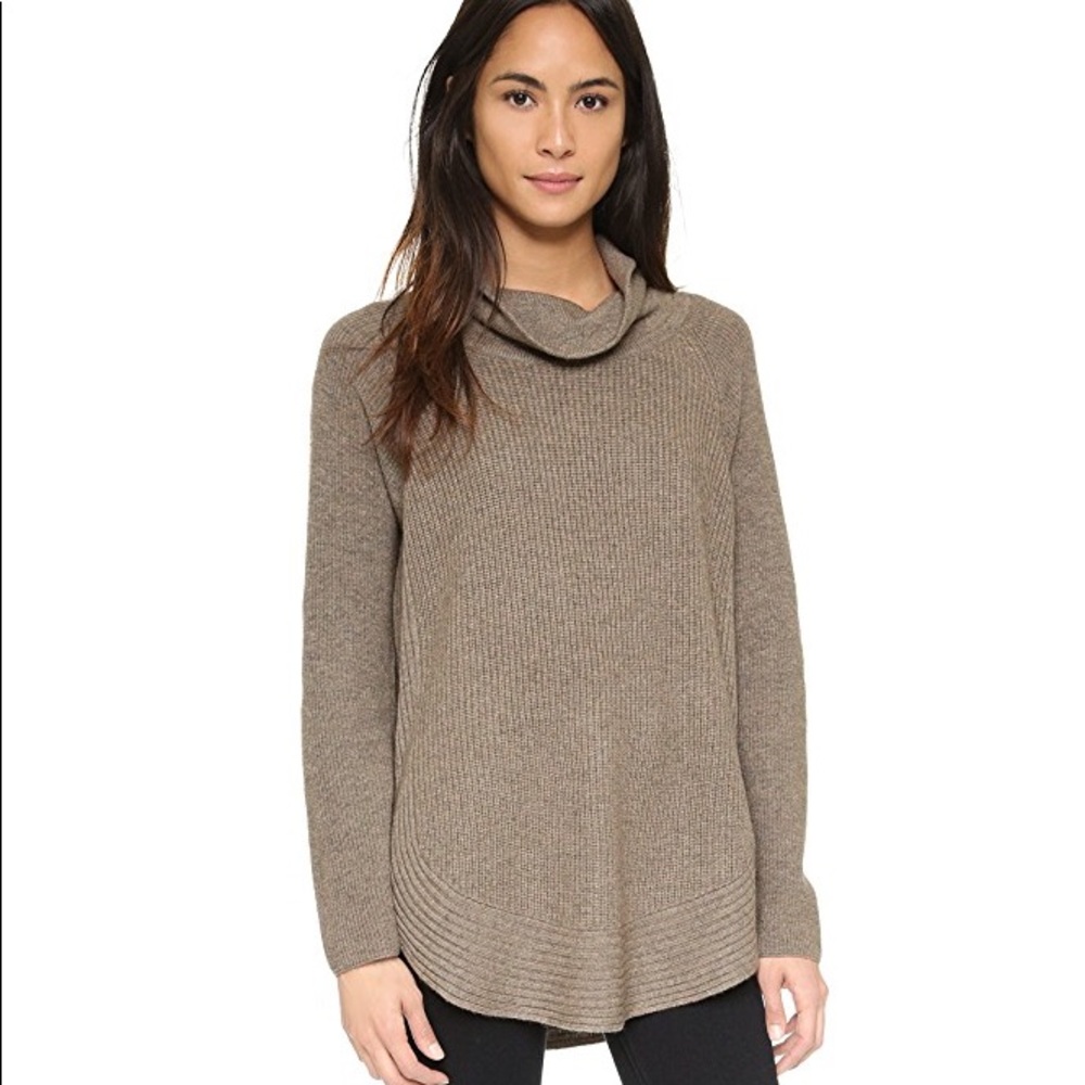 Vince Side-Zip Knitted Cowl Neck Knit Sweater